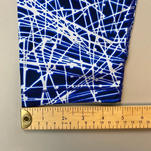 Women's Nike Pro Crop Leggings Blue & White Abstract Print Small Dri-Fit - Picture 12 of 16